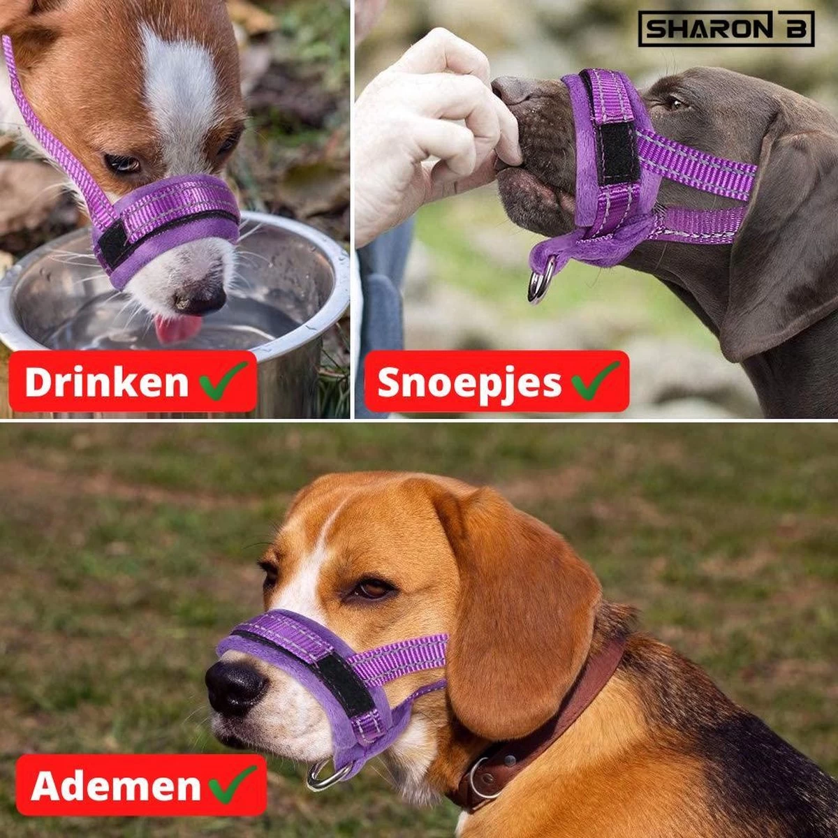 Sharon B Muilkorf Paars Maat M - Fleece - Wasbaar - Reflecterend - Afbeelding 5