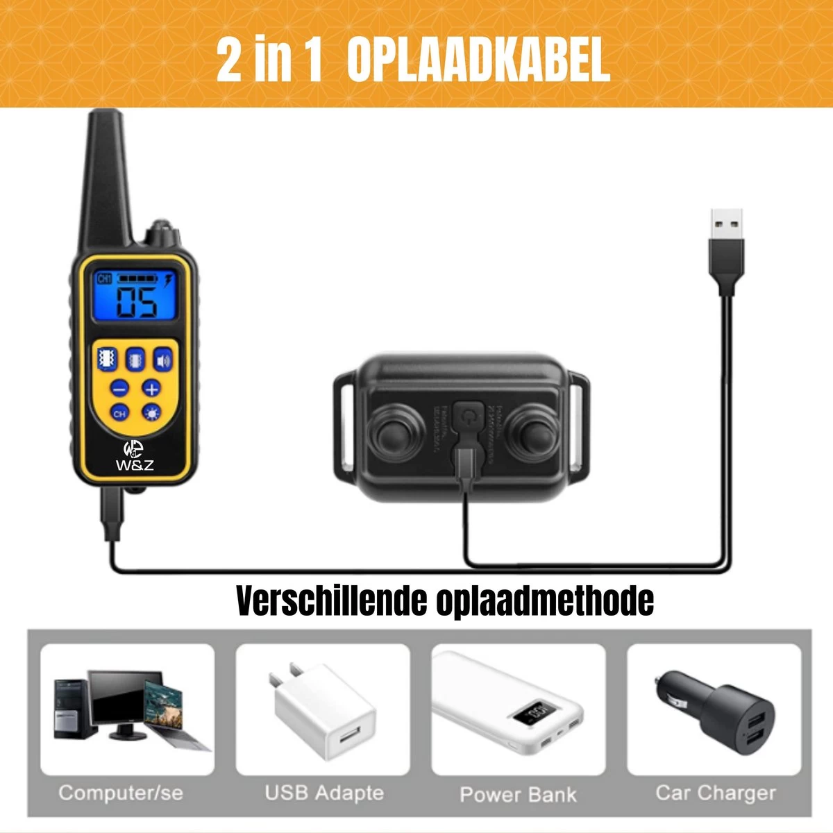 W&Z® Anti Blafband Inclusief Afstandsbediening- 3-60KG - Diervriendelijk - Zonder Schok - Vibratie/Audio/Licht - Anti Blaf Band - Water Bestendig - Afbeelding 3