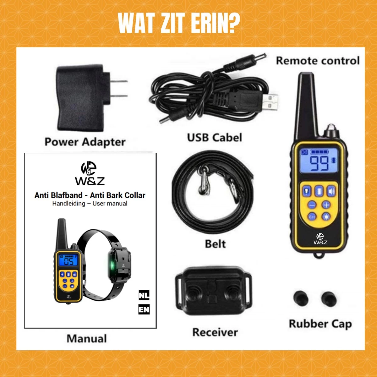 W&Z® Anti Blafband Inclusief Afstandsbediening- 3-60KG - Diervriendelijk - Zonder Schok - Vibratie/Audio/Licht - Anti Blaf Band - Water Bestendig - Afbeelding 8
