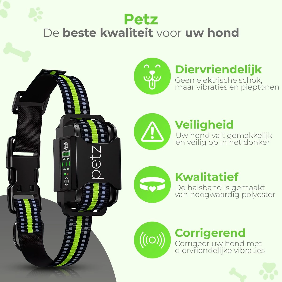Petz - Anti Blafband - Anti Blafband Voor Kleine En Grote Honden - 5-55 KG - Vibratie En Audio - Diervriendelijk - GEEN Schokken - Opvoedingshalsband Zonder Schok En Diervriendelijk - Waterdicht - Oplaadbaar - Afbeelding 2