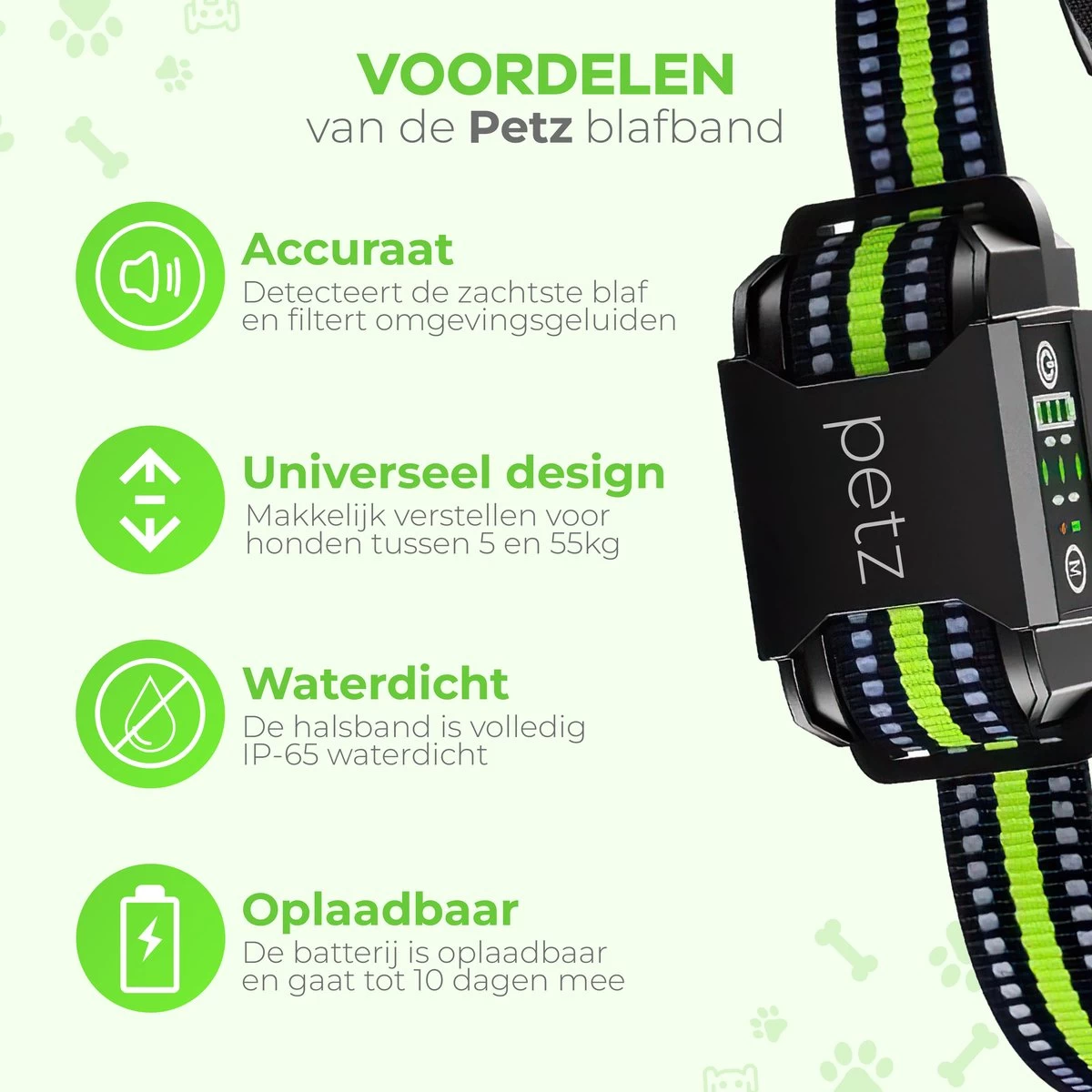 Petz - Anti Blafband - Anti Blafband Voor Kleine En Grote Honden - 5-55 KG - Vibratie En Audio - Diervriendelijk - GEEN Schokken - Opvoedingshalsband Zonder Schok En Diervriendelijk - Waterdicht - Oplaadbaar - Afbeelding 3