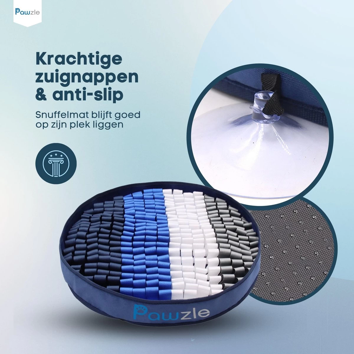 Pawzle Snuffelmat Hond - Likmat - Anti Schrokbak - Honden Speelgoed Intelligentie - Puppy - Inclusief Speelbal - 50x50cm - Blauw - Afbeelding 7