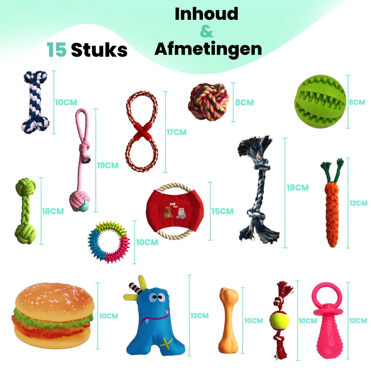 Petloverz – Honden Speelgoed Set – Honden Speeltjes – Knuffel - Speelgoed – Intelligentie – 15 Speeltjes - Afbeelding 3