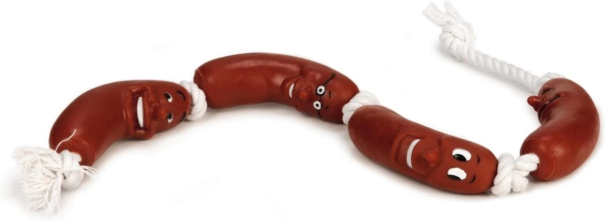 Beeztees Worstjes+Touw - Hondenspeelgoed - Vinyl - 65x5,5x3,5 Cm - Afbeelding 4