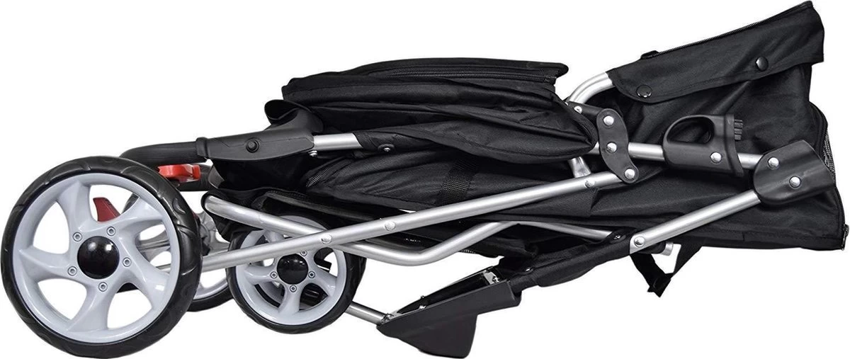 Hondenbuggy Zwart 3-wieler - Huisdieren Wandelwagen Inklapbaar - Dogs&Co - Afbeelding 5