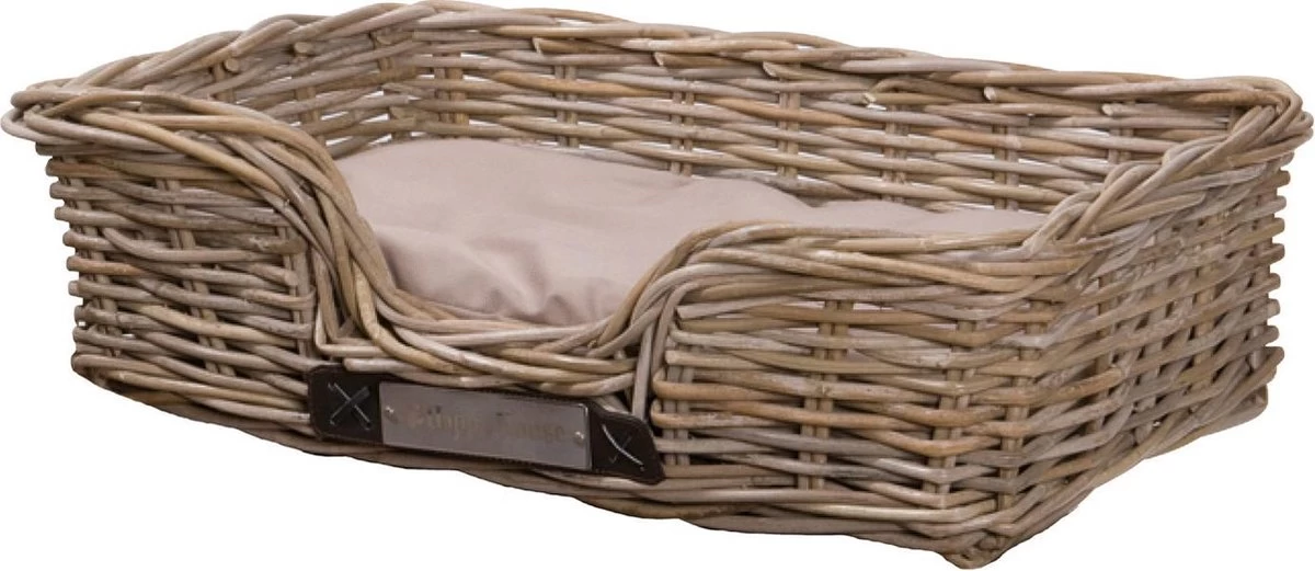 Happy-House Rieten Hondenmand - XL - 90 X 70 Cm Incl Kussen - Afbeelding 4