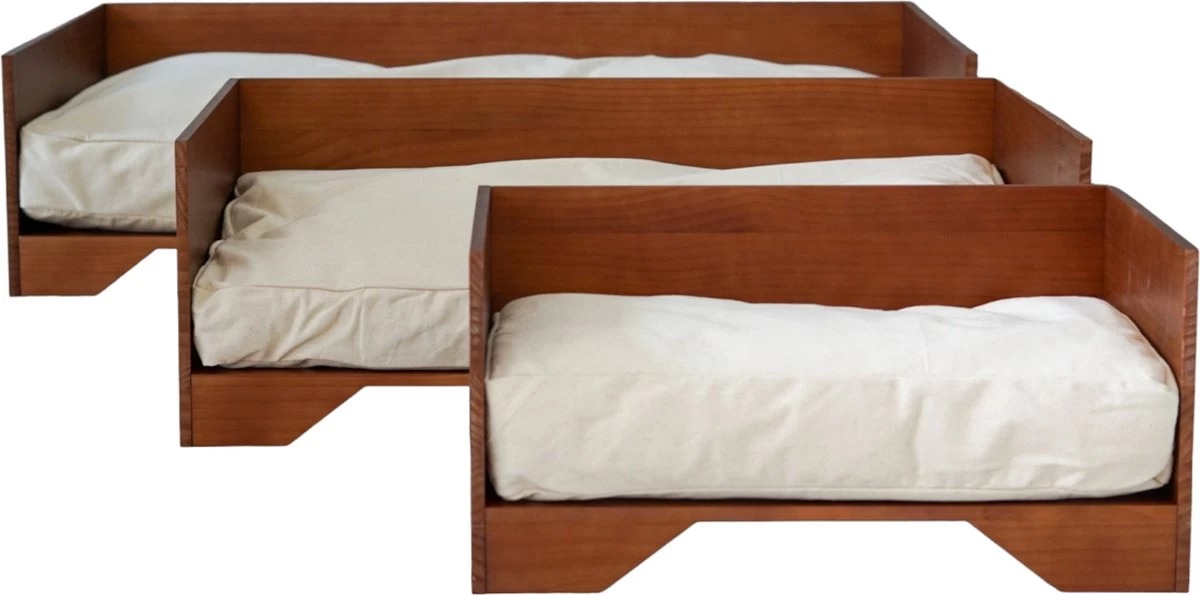 STUDIO ANIMAUX Hondenmand Met Katoenen Kussen (maat L) | 119 X 76,5 Cm | Hondenbed | Hondensofa | Hondenbank | Hout | Bruin - Afbeelding 10