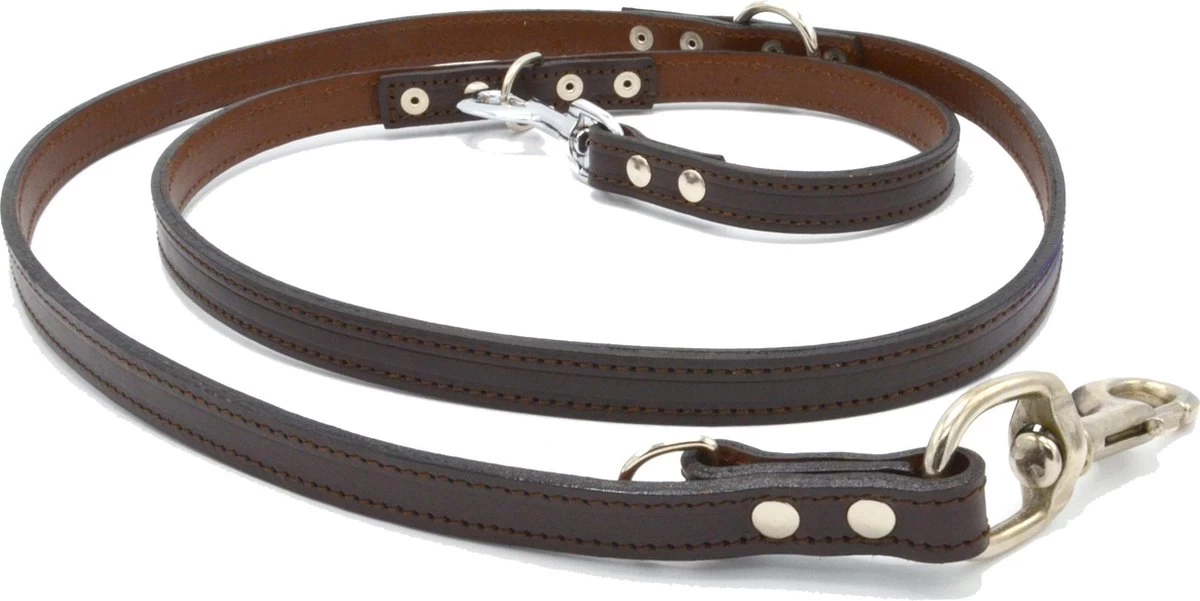 Verstelbare Trainingslijn Leer - 2 Meter - Bruin - Politielijn - Hondenriem - Hoge Kwaliteit Leer - Trainingslijn - Ambachtelijk Gemaakt In Portugal - Afbeelding 2