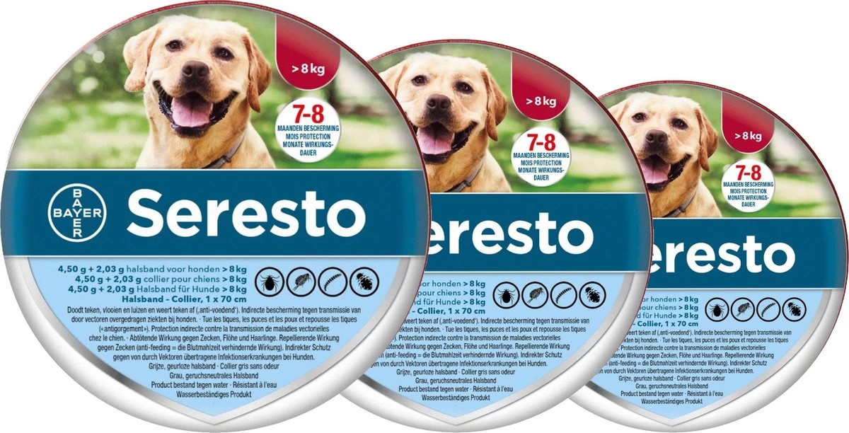 Seresto Teken- En Vlooienband Large - Grote Hond - Anti Tekenmiddel - 3 X 70 Cm Van 8 Kg - Afbeelding 5