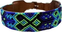 Hondenhalsband - Blauw/groen/zwart - XL ( Nekomvang 53 - 63 Cm )