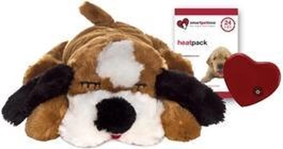 Snuggle Puppy Bruin/ Wit - Met Warmtebron En Hartslag Smart Pet Love - Afbeelding 2
