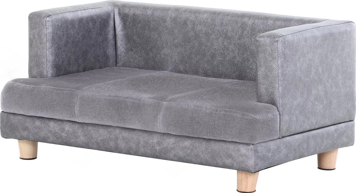 PawHut Hondenbank Huisdierbank Hondenbed Hondenmat Woonkamer PU-leer Kort Pluche Grijs D04-135 - Afbeelding 9