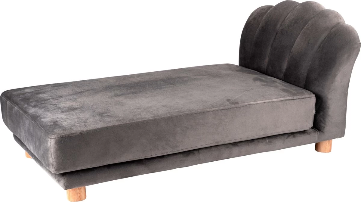 Maxxpro Katten- En Hondenbank - Grijs - Verhoogd Met Houten Poten - Fluweel Materiaal - 90 X 44 X 34 Cm - Huisdieren Tot 80 KG - Afbeelding 7