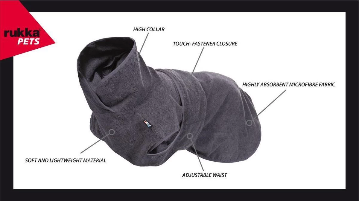 Rukka Pets Micro Light Badjas - Lichtgewicht - Microvezel - Sterk Absorberend - Maat L - Afbeelding 2