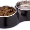 DDOXX Dubbele Voerbak, Antislip | Vele Kleuren & Maten | Voor Kleine & Grote Honden | Voerbak Kat Dubbel | Hondenbak Hond | Kattenbak Roestvrijstalen Bak | Melamine Bak | Zwart, 2 X 700 Ml
