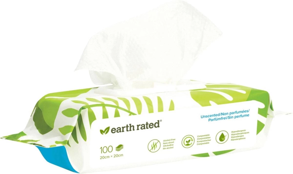 Earth Rated Dog Wipes Schoonmaakdoekjes Geurloos 100 Doekjes