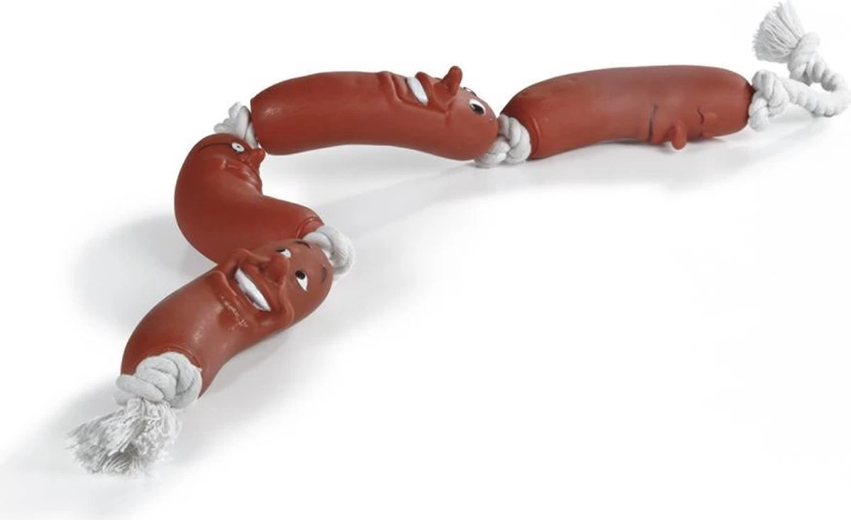 Beeztees Worstjes+Touw - Hondenspeelgoed - Vinyl - 65x5,5x3,5 Cm - Afbeelding 2