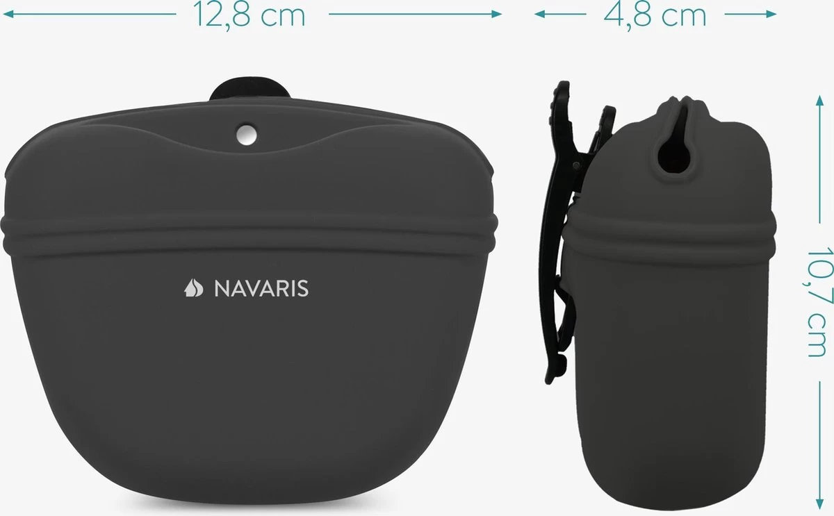Navaris Honden Belongingszakje - Siliconen Voertasje - Set Van 2 - Traktatiezakje Voor Droogvoer En Natvoer - Met Magnetische Sluiting En Clip - Afbeelding 5