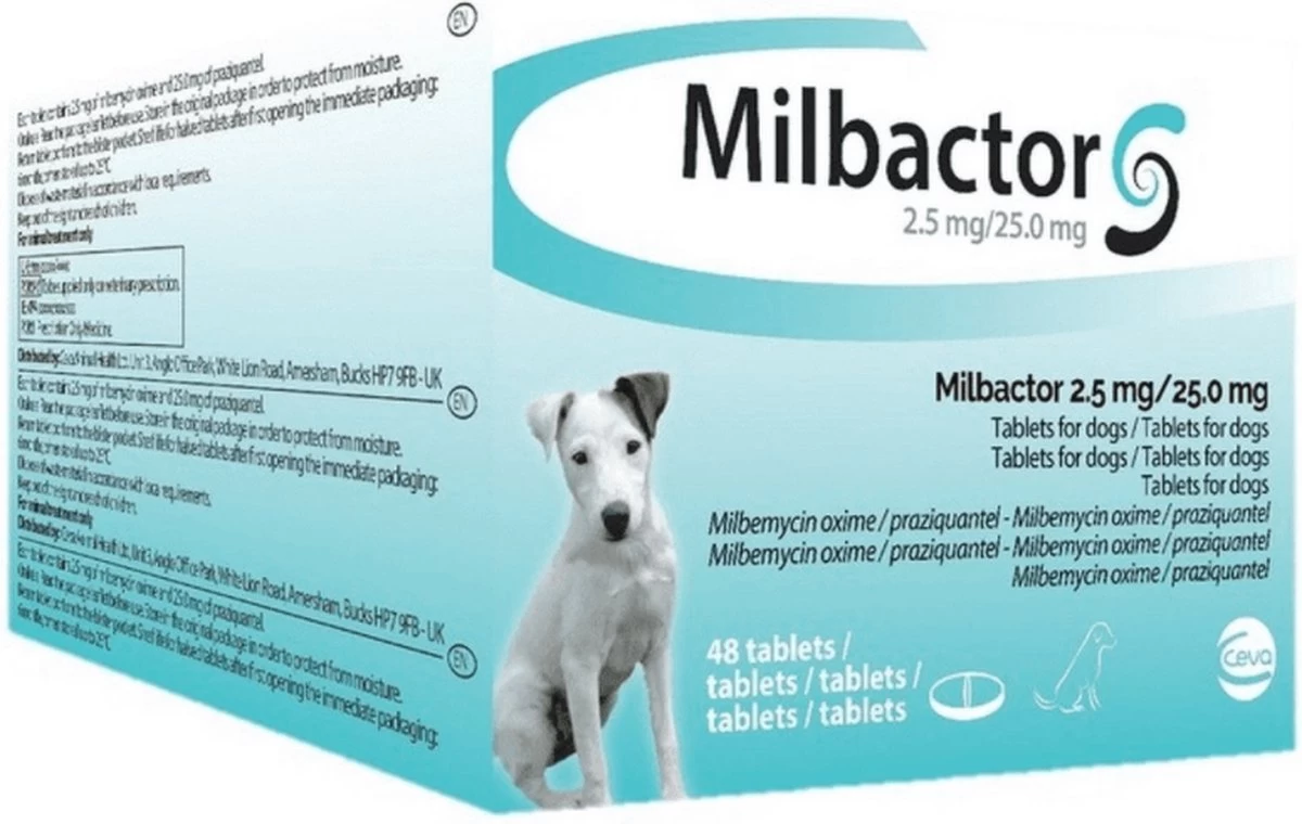 Milbactor Voor Kleine Honden En Pups - 4 Tabletten