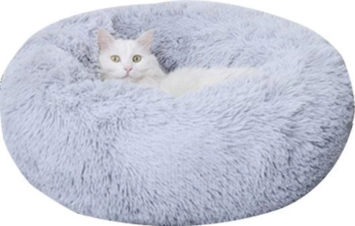 Donut Hondenmand - Zacht Pluche Hondenmanden - Antislip - Fluffy En Rond Donutmand - 100cm - Lichtgrijs - Afbeelding 5