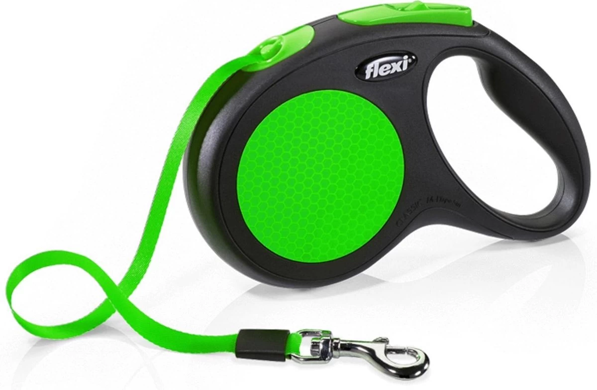 Flexi New Neon Tape - Hondenriem - Zwart/Groen - M - 5 M - (<25 Kg) - Afbeelding 2