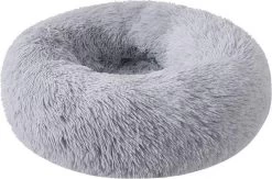 Donut Hondenmand - Zacht Pluche Hondenmanden - Antislip - Fluffy En Rond Donutmand - 100cm - Lichtgrijs