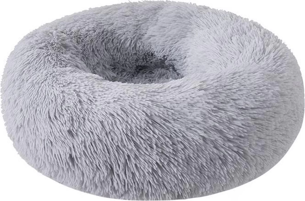 Donut Hondenmand - Zacht Pluche Hondenmanden - Antislip - Fluffy En Rond Donutmand - 100cm - Lichtgrijs