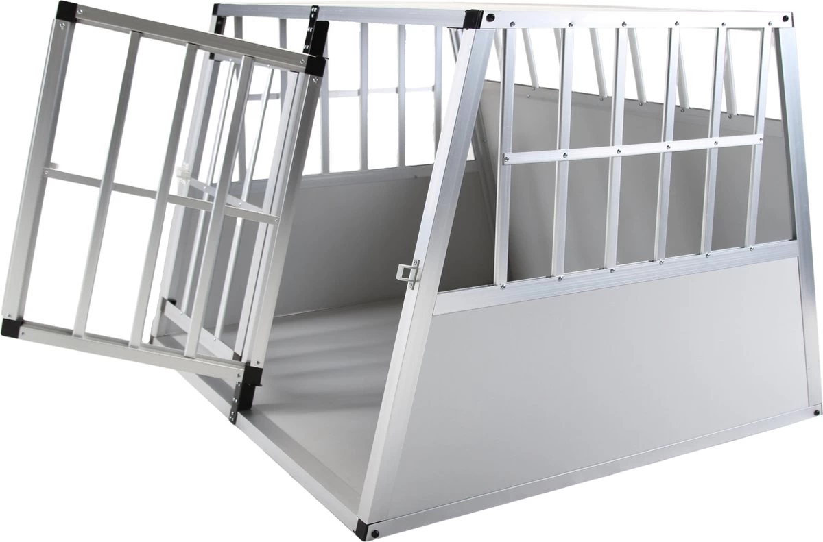 Topmast Autobench Ellipse - XXL - 104 X 91 X 69 Cm - Lichgrijs - Aluminium Reisbench Met Tussenschot - Dubbel - Autobench Voor Hond - Autobenches - Reisbench Hond - Afbeelding 3