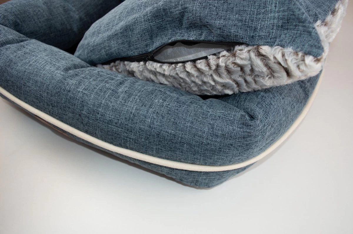 I-CiGO Homy Luxe - Hondenmand - In-kussen Dubbelzijdig Gebruik 70x60xH14cm/Blauw - Afbeelding 3