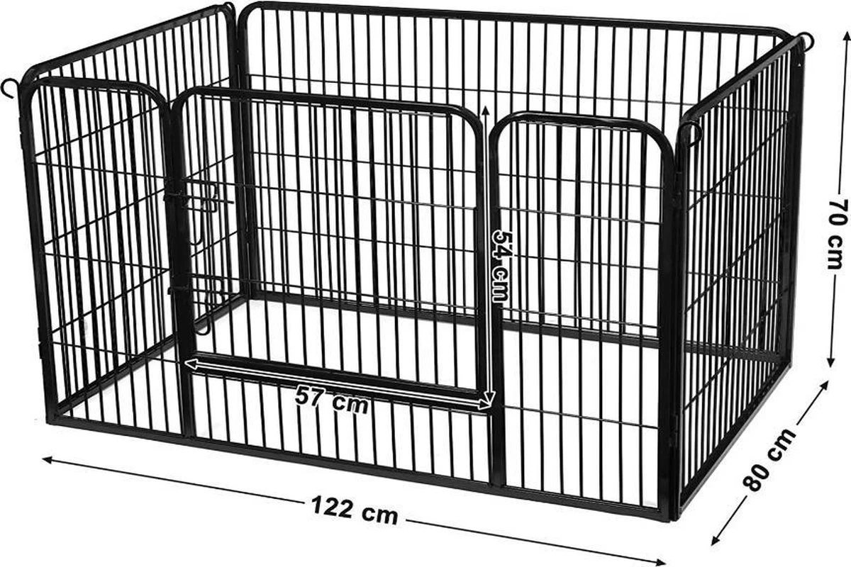 MIRA Home - Hondenbench - Bench - Met Deur - Metaal - Zwart - 122x80x70 - Afbeelding 4