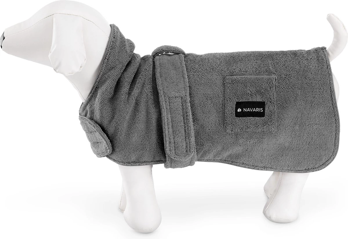 Navaris Hondenbadjas Van Zachte Badstof - Hondendroogjas Met Klittenband - Absorberende Hondenhanddoek Microvezel - Sneldrogende Hondenjas - Maat S - Afbeelding 2