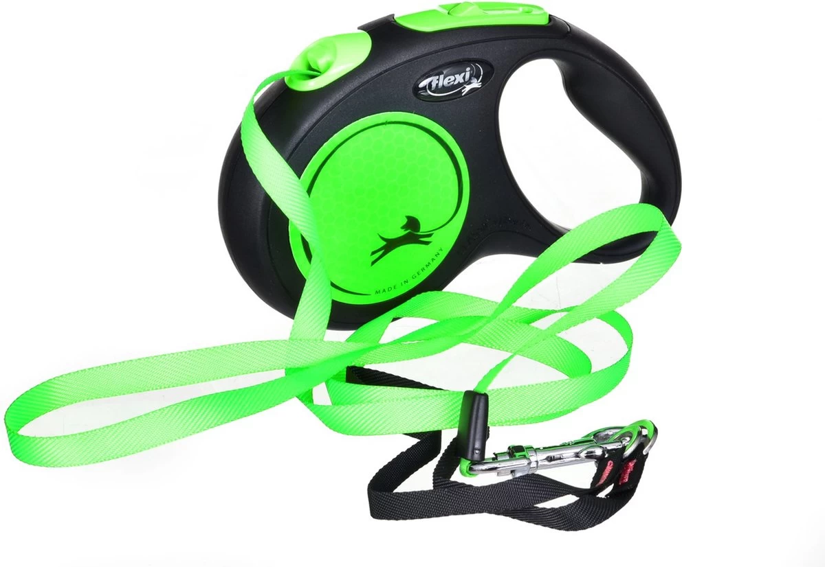 Flexi New Neon Tape - Hondenriem - Zwart/Groen - M - 5 M - (<25 Kg) - Afbeelding 13