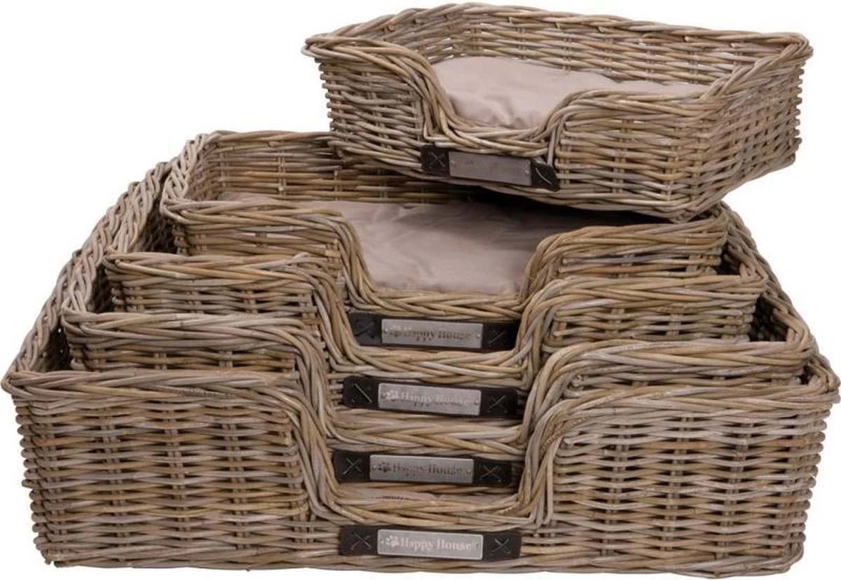 Happy-House Rieten Hondenmand - XL - 90 X 70 Cm Incl Kussen - Afbeelding 5