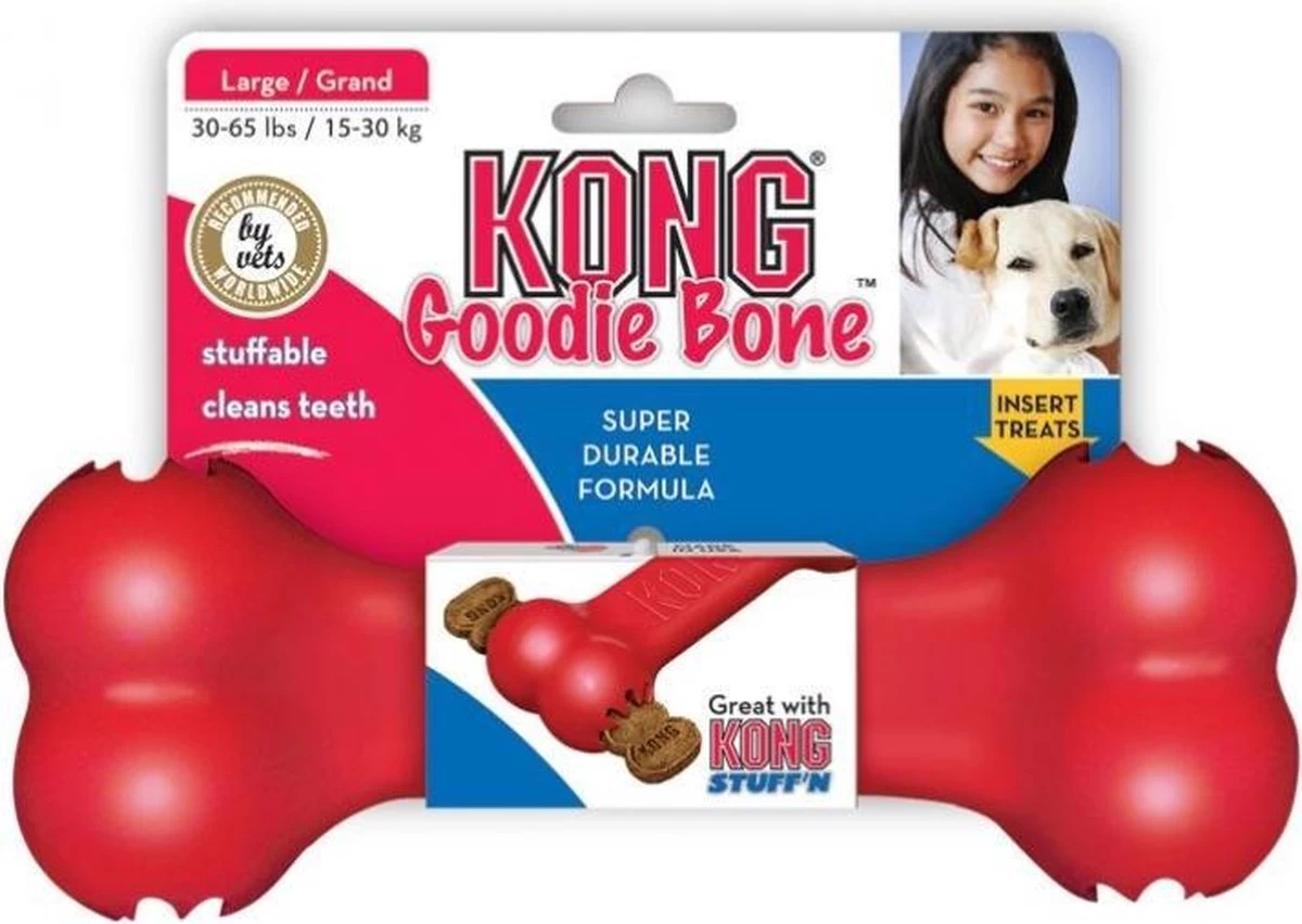 Kong Goodie Bone - Kauwspeelgoed - 178 Mm X 153 Mm X 51 Mm - Rood - 1 Stuk - Afbeelding 3