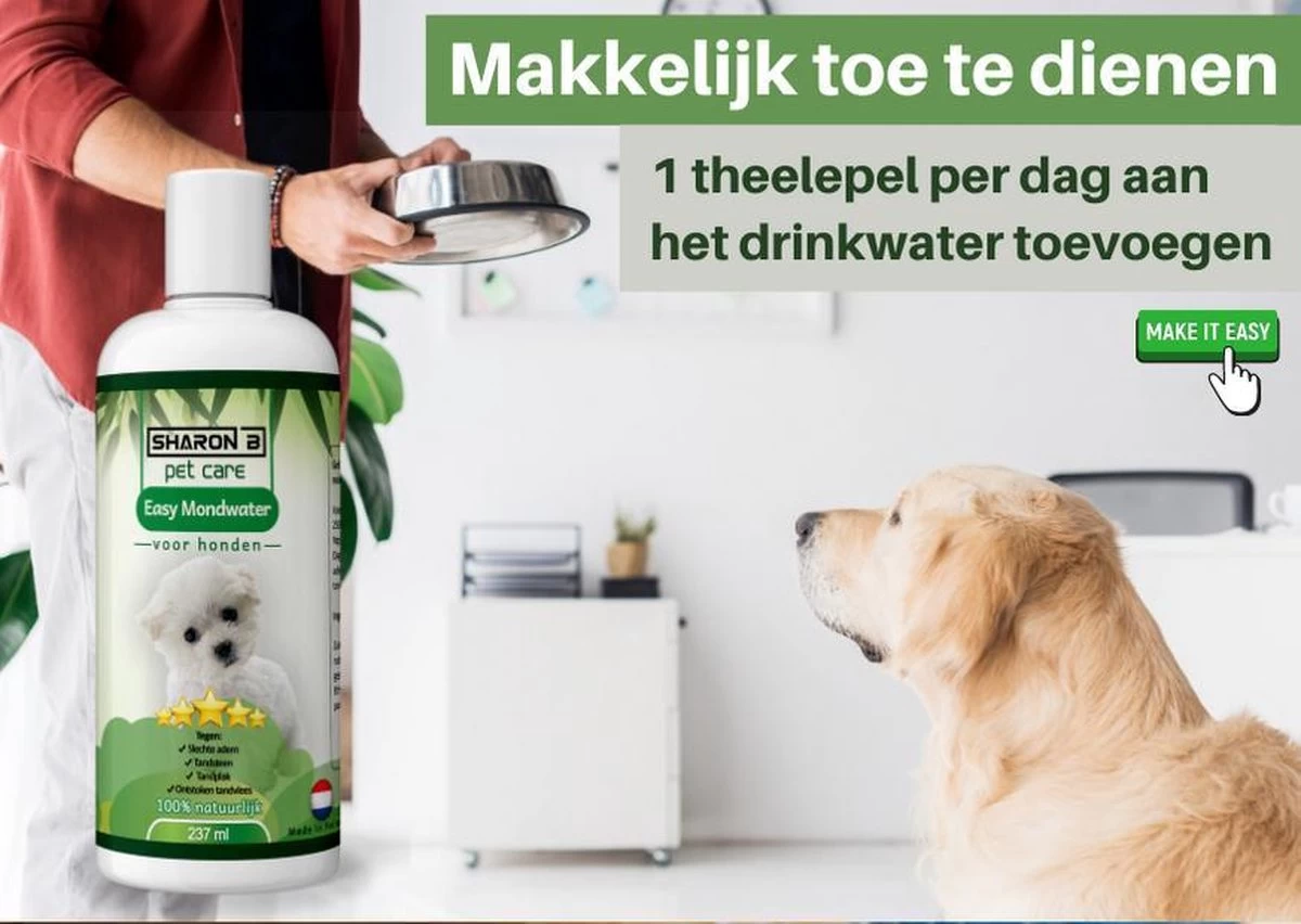 Easy Mondwater Voor Honden - 237 Ml - Tegen Stinkende Adem - Tandplak - Tandsteen - Tandvleesproblemen - Afbeelding 6