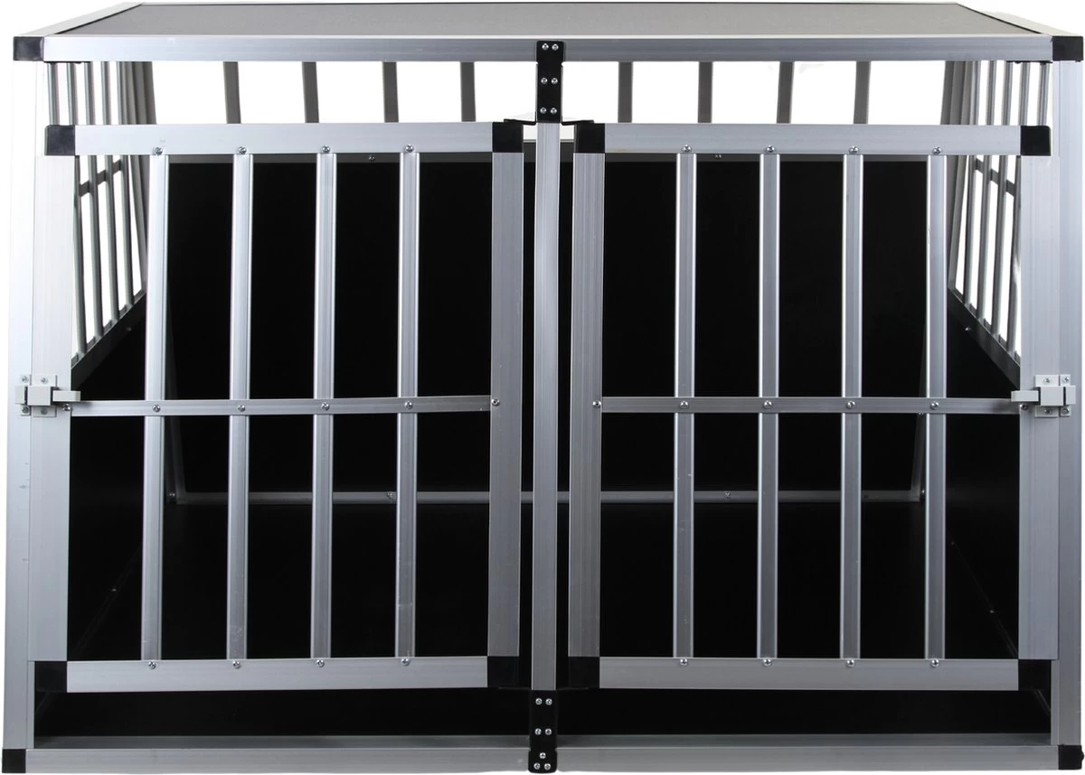 Topmast Autobench Ellipse - XL - 89 X 69 X 50 Cm - Zwart - Aluminium Reisbench Met Tussenschot - Dubbel - Autobench Voor Hond - Autobenches - Reisbench Hond - Afbeelding 3