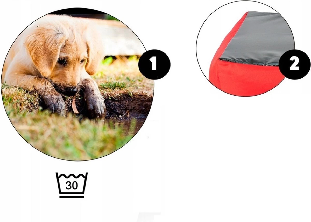 Ecco - Honden- En Kattenbed Met Kussen | Binnenmaat: 130x100 / Buitenmaat: 145x115cm - Beige / Zwart - Afbeelding 6