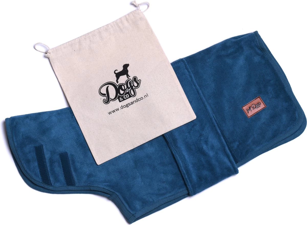 Dogs&Co Honden Badjas Blauw Maat XL Incl. Waszakje - Hondenbadjas - Afbeelding 3