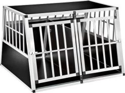 Topmast - Hondenbench - Autobench - Transportkooi + Dubbel 2 Deurs Met Tussenwand 104 X 91 X70 Cm