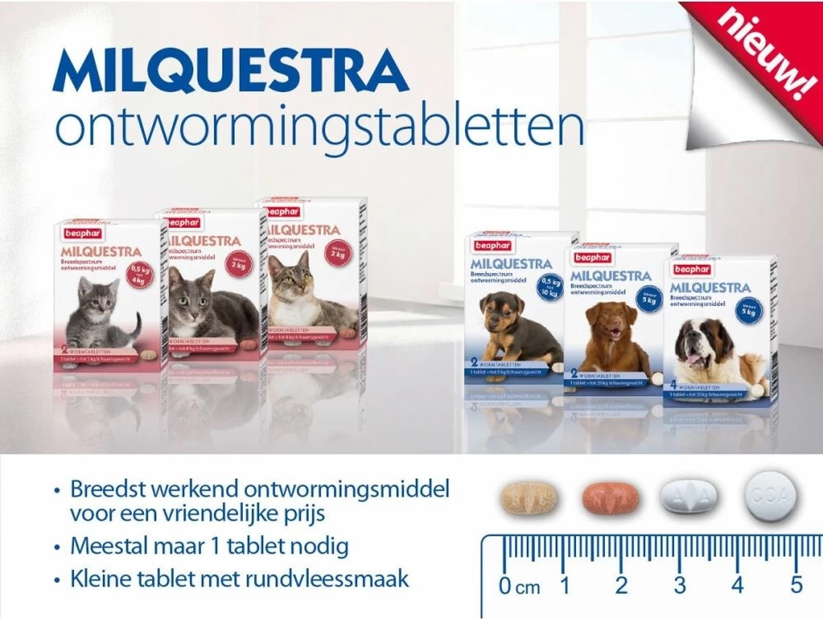 Beaphar Milquestra Ontworming Tabletten Hond 5-50kg 2 Tabletten - Afbeelding 3