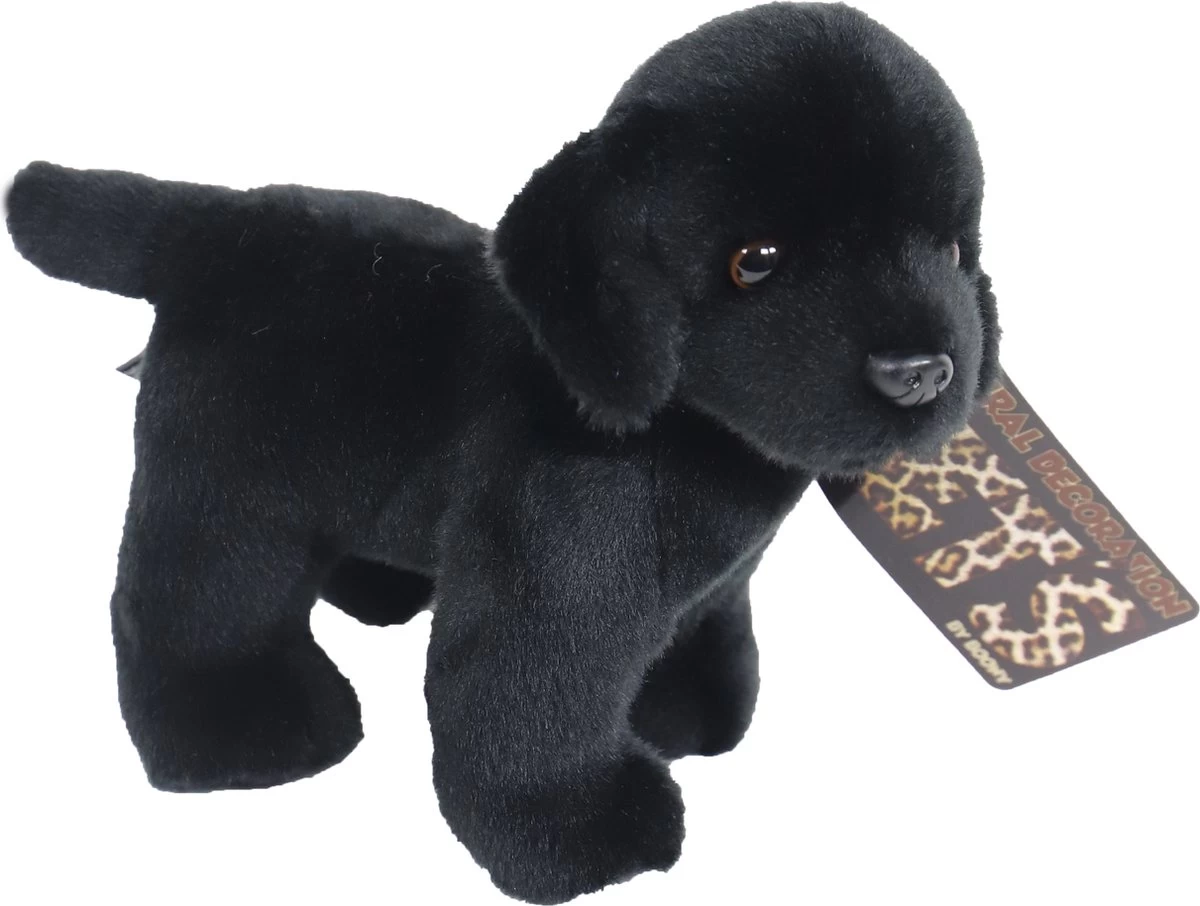 Boony - Natural Decoration - Labrador Pluche Staand - Zwart - 20 Cm