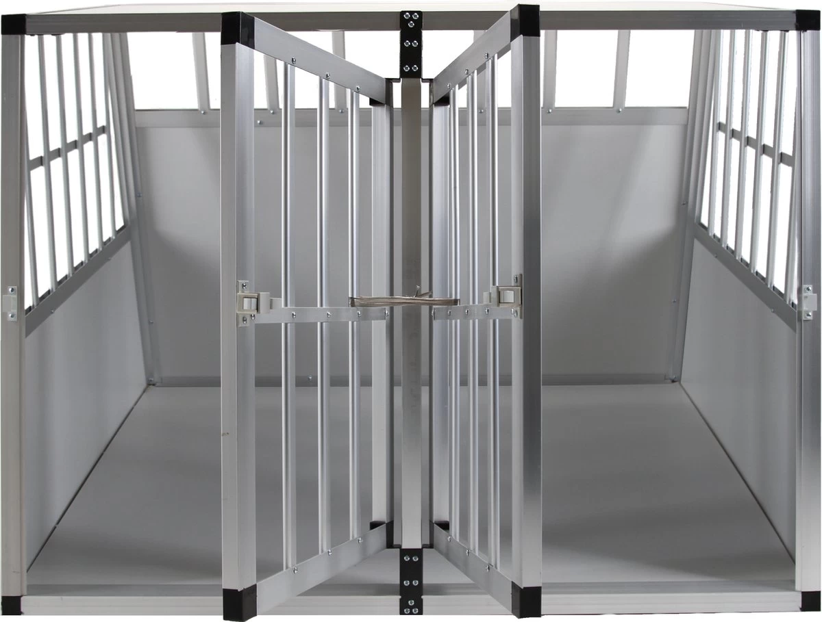 Topmast Autobench Ellipse - XXL - 104 X 91 X 69 Cm - Lichgrijs - Aluminium Reisbench Met Tussenschot - Dubbel - Autobench Voor Hond - Autobenches - Reisbench Hond - Afbeelding 2