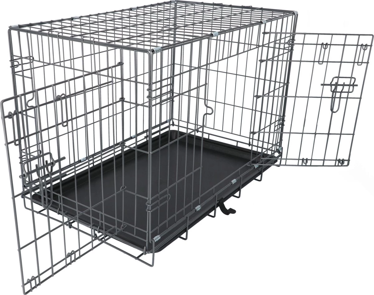 Adori Safety+ Bench Met 2 Deuren Grijs - Hondenbench - 75x46x53 Cm - Afbeelding 4