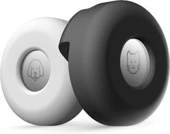 2 Stuks - Siliconen Tracker Hoesje - Geschikt Voor Apple Airtag - Halsband Tag Houder - Huisdier Halsband Hoes - Tracker Riem Bevestiging En Bescherming - Voor Katten En Honden - Beschermende Hoes - Huisdieren Halsband Tracker Houder - Zwart / Wit