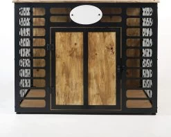 Merkloos Hondenhok - Hondenbench - Metalen En Houten Hondenhok - Kennel - Bruin - Medium - 90*72*68 Cm