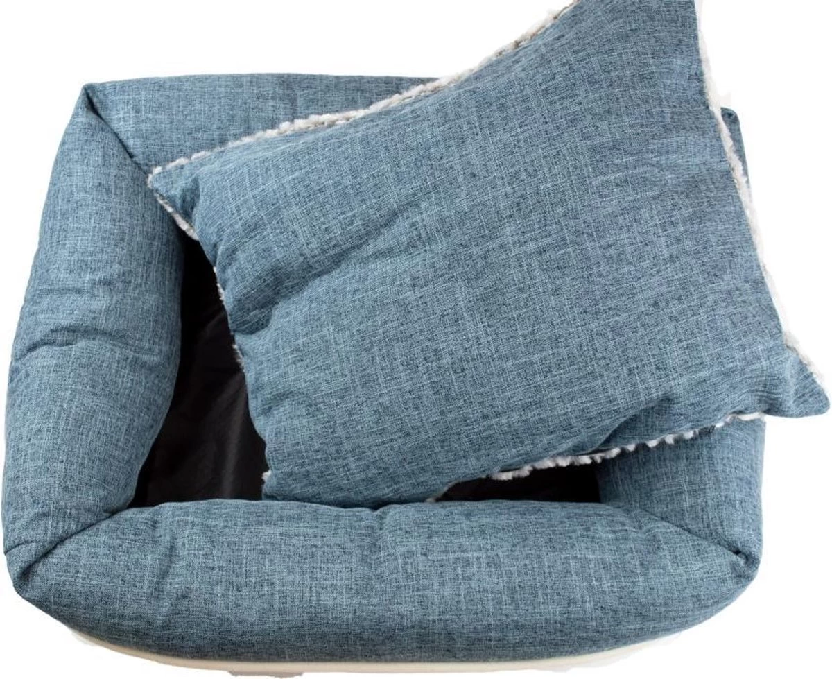 I-CiGO Homy Luxe - Hondenmand - In-kussen Dubbelzijdig Gebruik 70x60xH14cm/Blauw - Afbeelding 2