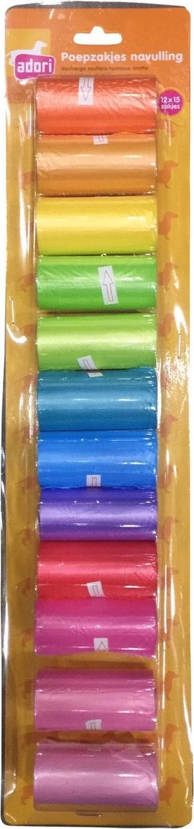 Adori Poepzakjes Regenboog - Hondenpoepzakjes - Assorti 12 Rollen