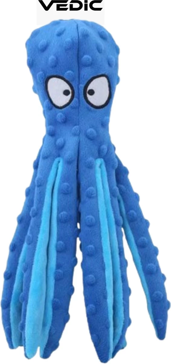 VEDIC® - Octopus Blauw Honden Knuffel - Piepspeelgoed - Geen Vulling - 32CM