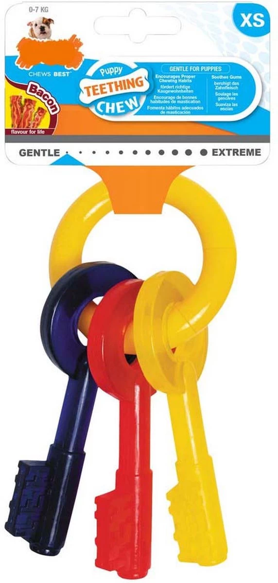 Nylabone Kauwbot - Puppy Kauwspeelgoed - Sleutels Met Baconsmaak - X-Small - Afbeelding 9