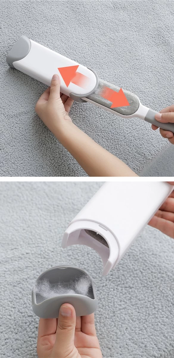 IGOODS - Pet Hair Remover - Hond & Kat Roller Brush - Dubbelzijdig Bont Ontharingsgereedschap Met Zelfreinigende Basis - Reismaatborstel - Voor Kleding - Bank - Tapijt - Autostoel GRIJS - Afbeelding 2